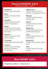 Menu La Fun Pizz - Les pizzas classiques et menu enfant