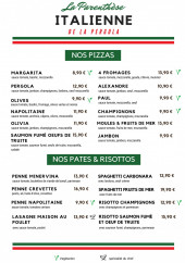 Menu La Pergola - Les pizzas