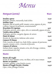 Menu La Storia - Les entrées et risotto