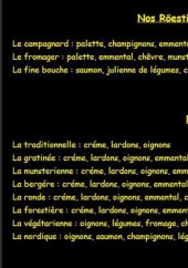 Menu Le Flamm's - les röestie et les tartes flambées