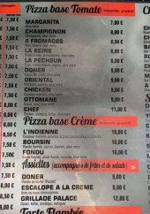 Menu Le Palace - Les pizzas
