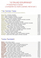 Menu Le Palais Gourmand - Les pizzas et tartes