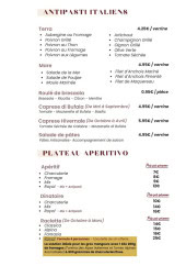 Menu Pumodoro - Les antipastis, plateaux, ...