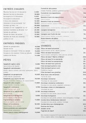 Menu Villa Romana - Les entrées, pates et viandes