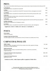 Menu Bella Society - Les pizzas, pates et salades, ...