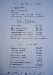 Menu La Brochetterie - Les assiettes, grillades et couscous