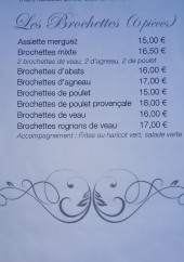 Menu La Brochetterie - Les brochettes