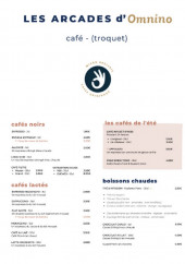 Menu Les Arcades - Les cafés