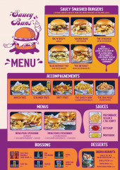 Menu Saucy Buns - Les burgers, boissons et desserts