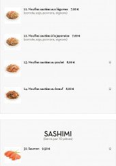 Menu Sushi Line - Les sashimis