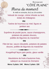 Menu Côté Plaine - Le menu du moment