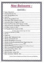 Menu L'Ambassade - Les apéritifs