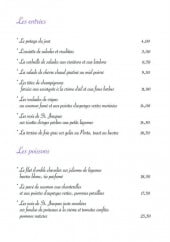 Menu Le Secret - Les entrées et les poissons 