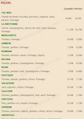 Menu Pizzeria Pendaries - Les pizzas