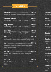 Menu Issenfood - Les burgers, tacos