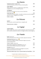 Menu La Palette - Les entrées, poissons, ...