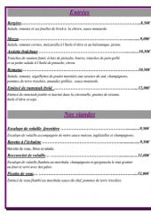 Menu Ibiza - Les entrées et les viandes