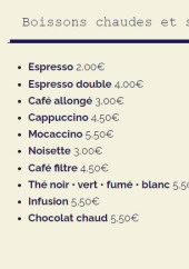 Menu Bistrot Compa - Boissons chaudes et sans alcool