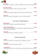 Menu Er Baretto - Les pizzas (suite)