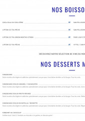 Menu L'Atelier de la Poutine - Desserts et boissons