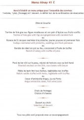 Menu La Cuvée - Menu Ainay 41 €