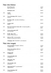 Menu Le Vivarais - Les vins