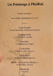 Menu Prairial - La carte