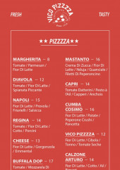 Menu Vico Pizzzza - Les pizzas