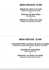 Menu Winch Restaurant - Menu mousse et refuge