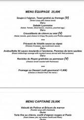 Menu Winch Restaurant - Un autre menu