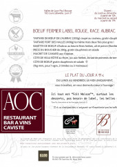 Menu Aoc - Menu du jour et les tartares