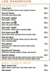 Menu Bert's - Sandwichs toastés, bagels, clubs et wraps