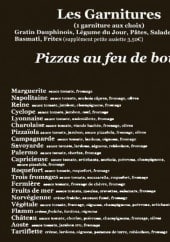 Menu Le Château - Les garnitures et pizzas