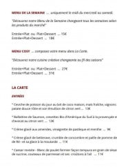 Menu 36 Le Cosy - Les menus