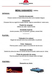 Menu Bodeguita Cubana - Menu habanero