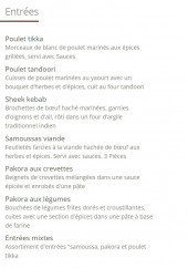 Menu Croix Rousse Tandoori - Les entrées