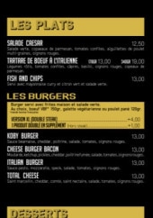 Menu Koby - Les plats, burgers et desserts