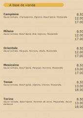 Menu Les Bobos - les pizzas à base de viandes