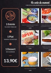 Menu Be Chef - Les entrées, plats et desserts