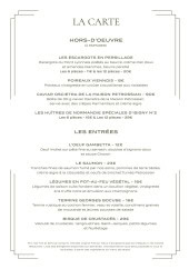 Menu Brasserie Roseaux - La carte