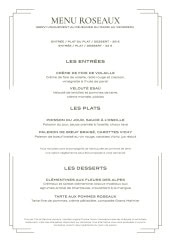 Menu Brasserie Roseaux - Les menus
