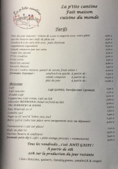 Menu La p'tite cantine - Tarifs