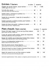 Menu Un Coq A Lyon - entrées, plats