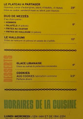 Menu Velcroc - La carte