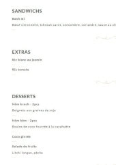 Menu Battam - Les sandwichs, extras et desserts