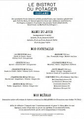 Menu Bistrot du Potager - Le menu du jour, cocktails et bières