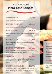 Menu La Trattoria Della Pasta - Les pizzas bases de tomate