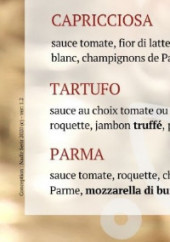 Menu La Trattoria Della Pasta - Les pizzas bases de tomate suite