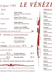 Menu Le Venezia - Les plats à la carte