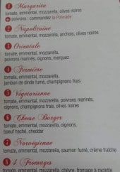 Menu Pizza de la Voute - pizzas